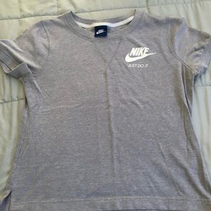 Nike grey tee with Just Do it and swoosh